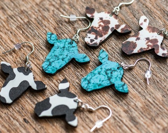 Cow Earrings Acrylic Western Earrings Cow Head Earrings Cow Jewelry Cow Print Earrings Turquoise Earring Western Accessories Western Gift