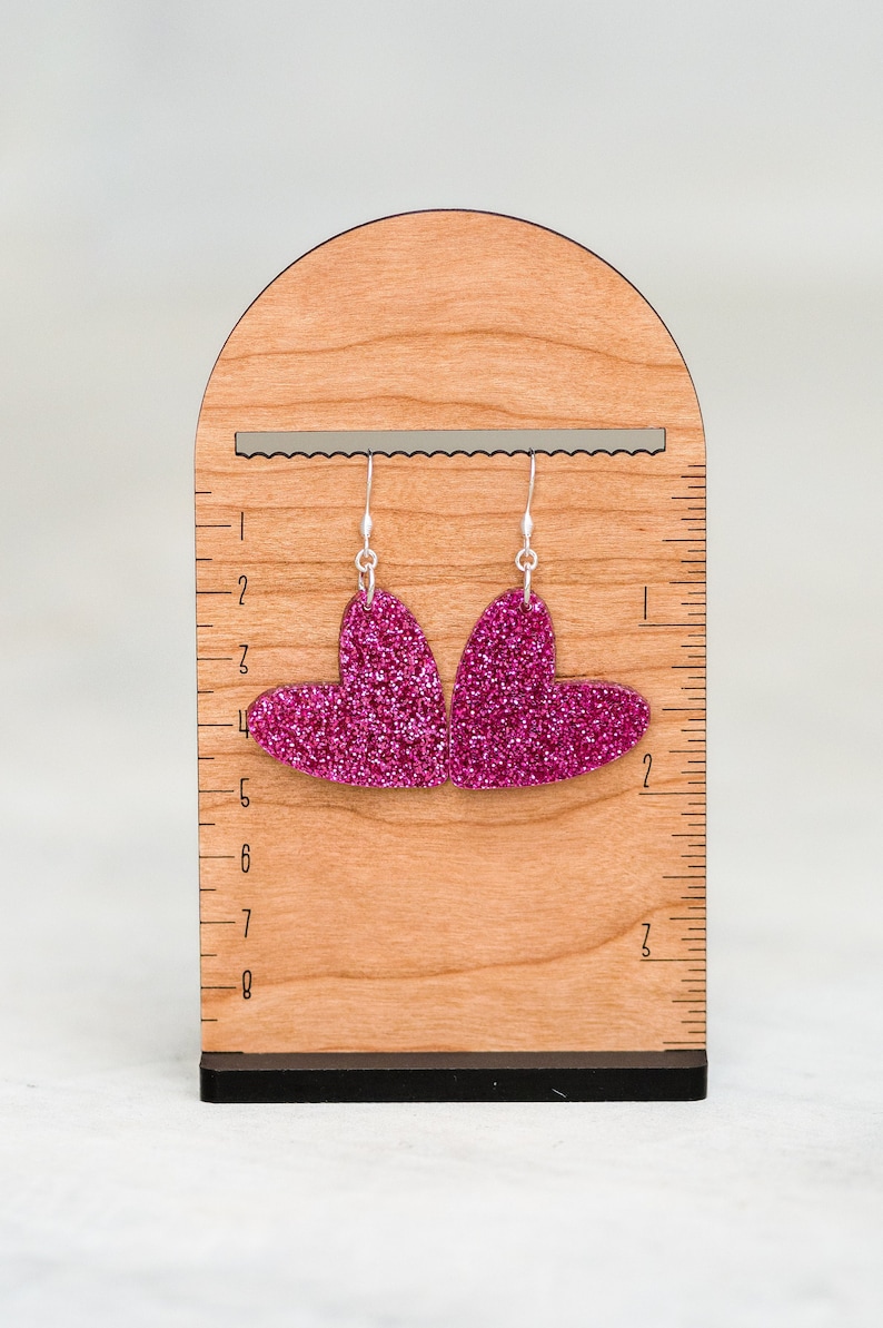 Hot Pink Crystal Heart Earrings