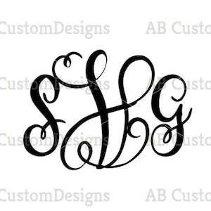 May include: Black and white monogram design featuring the letters "S H G" in a cursive script font.