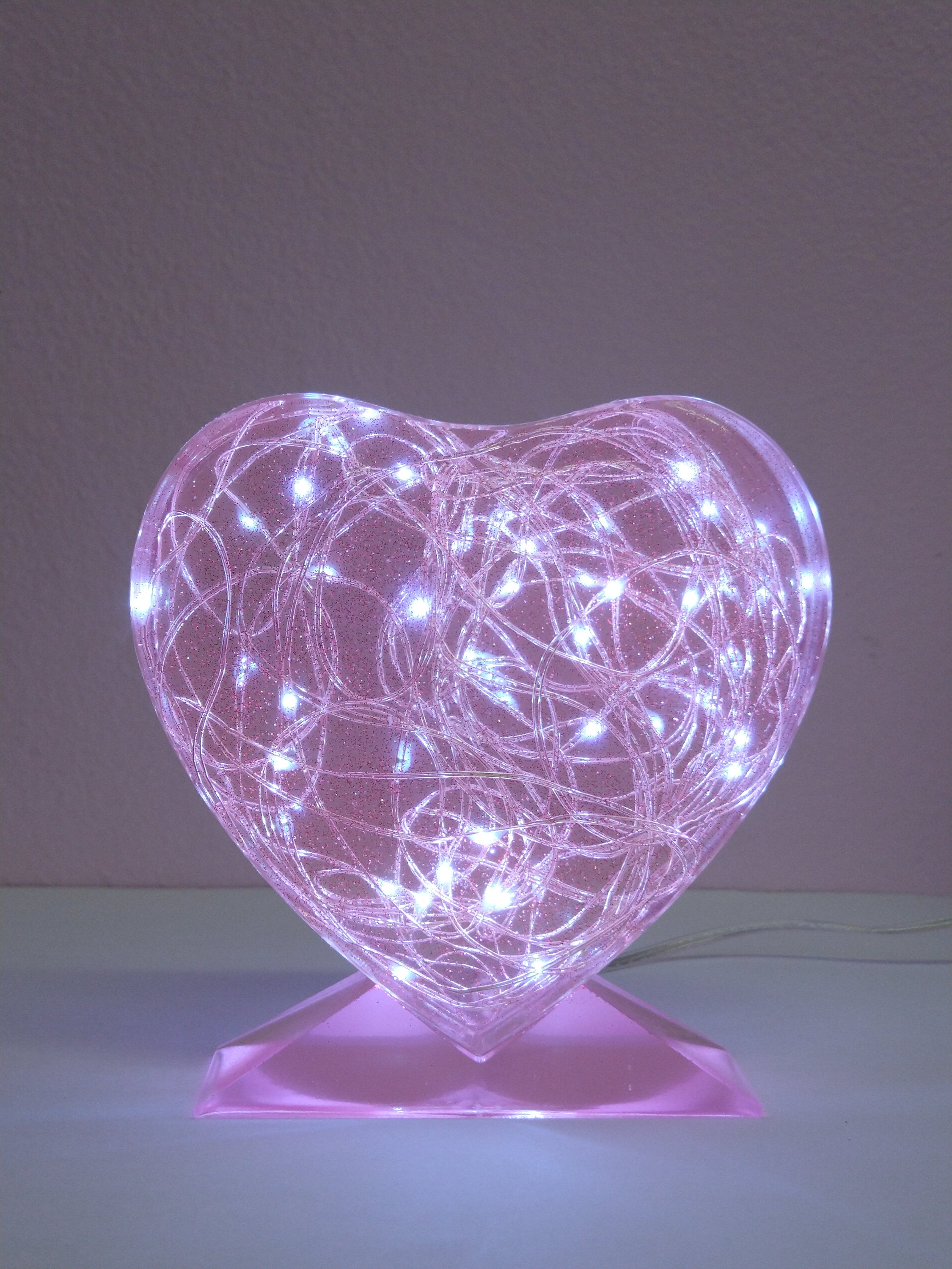 Pink Resin Led Love Heart Lamp Epoxy Resin Lamp Sensory Etsy