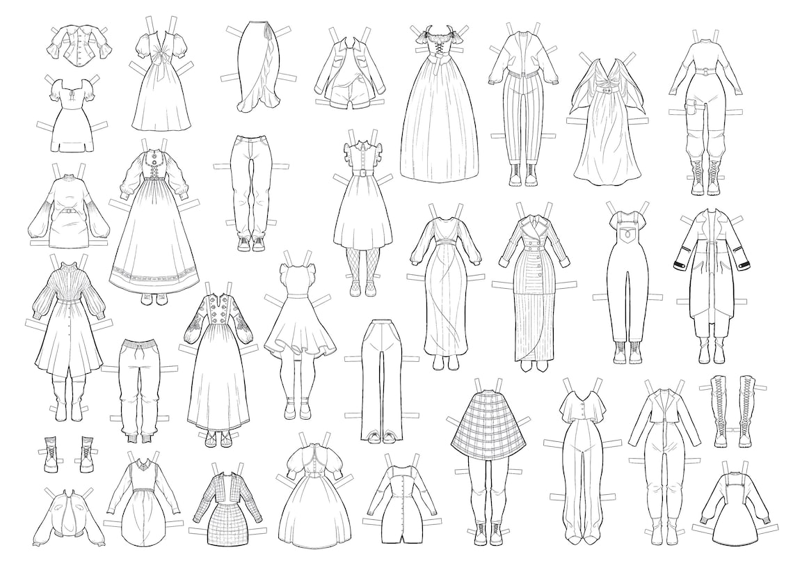Printable Paper Doll for Colouring DIGITAL FILE - Etsy