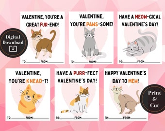 Cat Pun Valentines Etsy