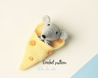 PDF crochet pattern Mouse in cheese , pocket pal , amigurumi pattern