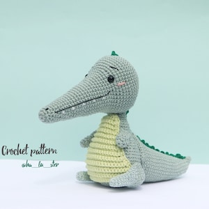 Crochet pattern green alligator, PDF pattern amigurumi alligator, crocodile