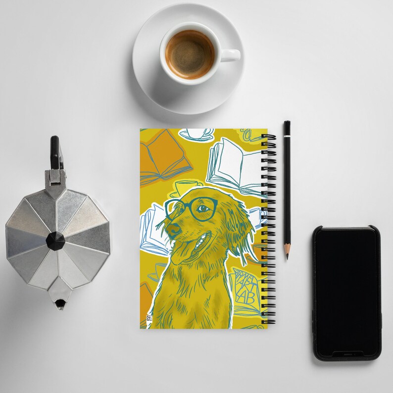 Book Coffee Dog Nerd Spiral Notebook Art Sketchbook Journal. Introvert meditation reflection writing artist gift for kids teenagers adults. image 2