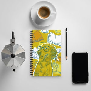 Book Coffee Dog Nerd Spiral Notebook Art Sketchbook Journal. Introvert meditation reflection writing artist gift for kids teenagers adults. image 1