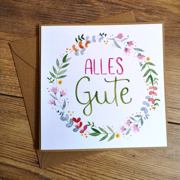 Grußkarte Alles Gute Blumenkranz