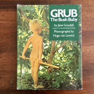1988 Grub The Bush Baby, Jane Goodall, Hugo van Lawick, Vintage 80s, HC DJ, Nature