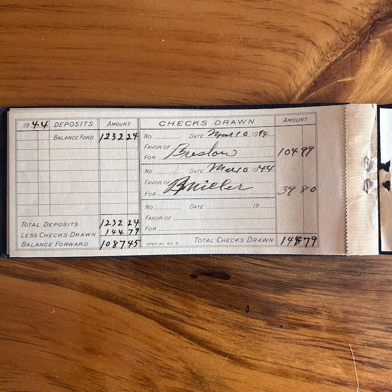 1940s-1960s CHECKBOOKS Handwritten Paper Ephemera for Junk Journaling ...
