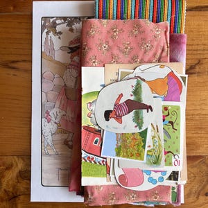 Pacote de diário de lixo temático infantil fofo, itens efêmeros de papel vintage para scrapbook, diário infantil, nostálgico, livro dos anos 50, livro dourado, tecido, fita