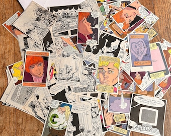 VINTAGE COMIC PANELS 1oz random vintage images paper ephemera for junk journaling, collaging, scrapbooking, nature journal, kids journal