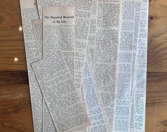 1940s Magazine Pages, 50 Pieces Vintage Text Only Page Advertisement, Retro Typography for Framing, Junk Journal, Craft, Decopage Lot