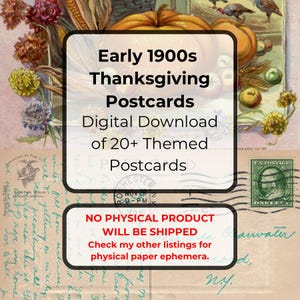 1900er DANKE-POSTKARTEN 20+ antike druckbare Bilder für Junk Journal, Scrapbooking, herunterladbare JPG, antikes Papier Ephemera, Urlaub