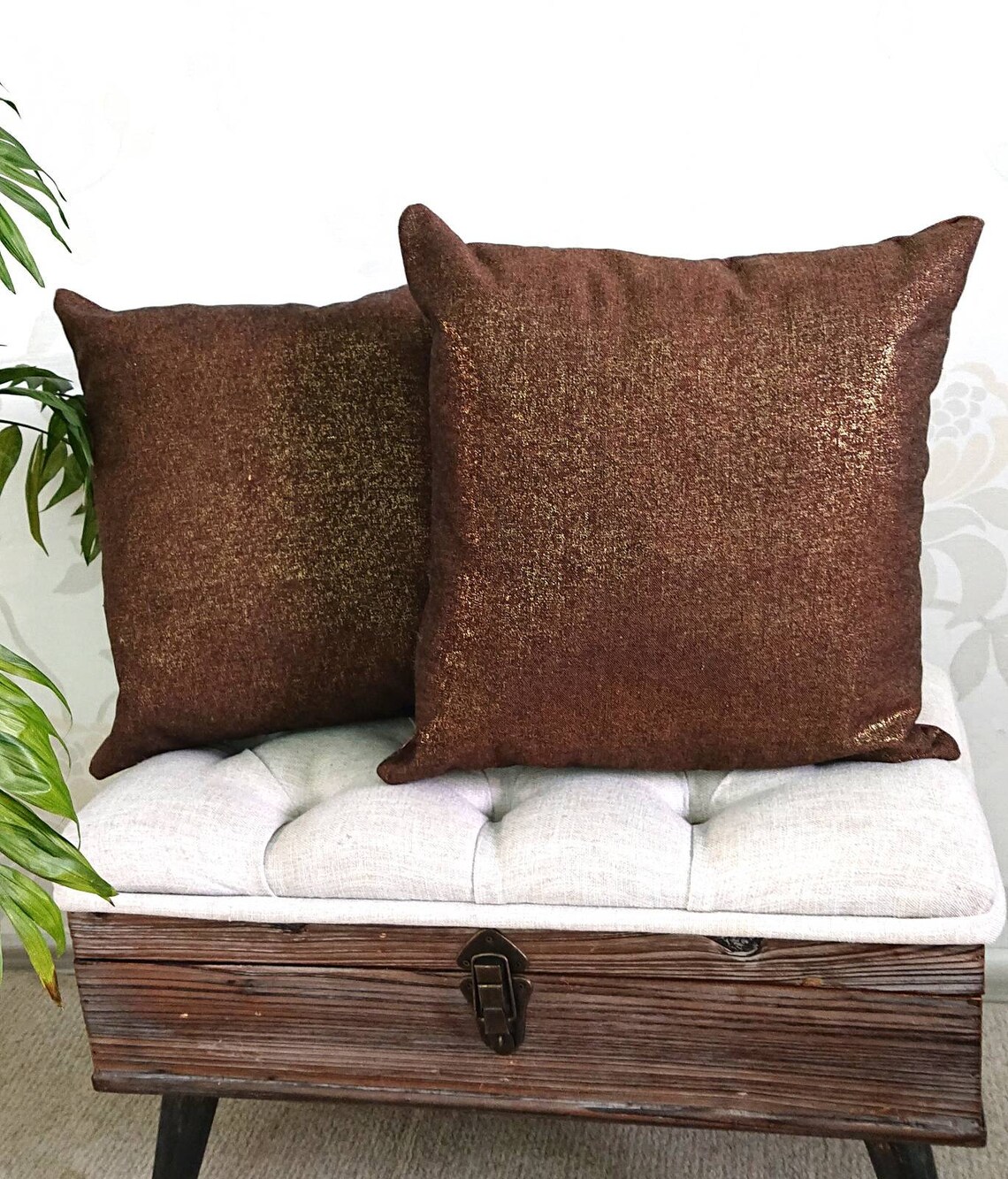 Set of 2 pillows Dark brown pillow cover Etsy