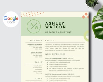 Creatief CV-sjabloon + sollicitatiebrief | Unieke bewerkbare CV-sjabloon | Direct downloaden | Eenvoudig kleurrijk cv Google-document