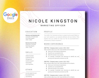 Google Docs resume template + cover letter, Creative resume CV template, Professional editable resume CV template, instant download digital