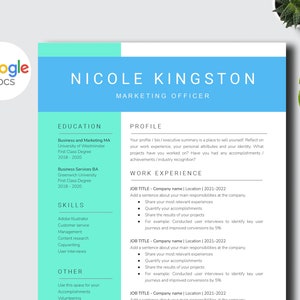 Creative resume template + Cover letter | Unique editable resume CV template | Instant download | Functional colourful job resume Google doc