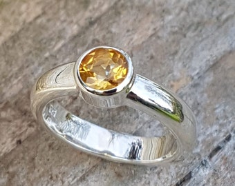 Natural Citrine 6.50 Carat Ring 925 Sterling Silver Anniversary Gift. Handmade Ring For Men And Woman
