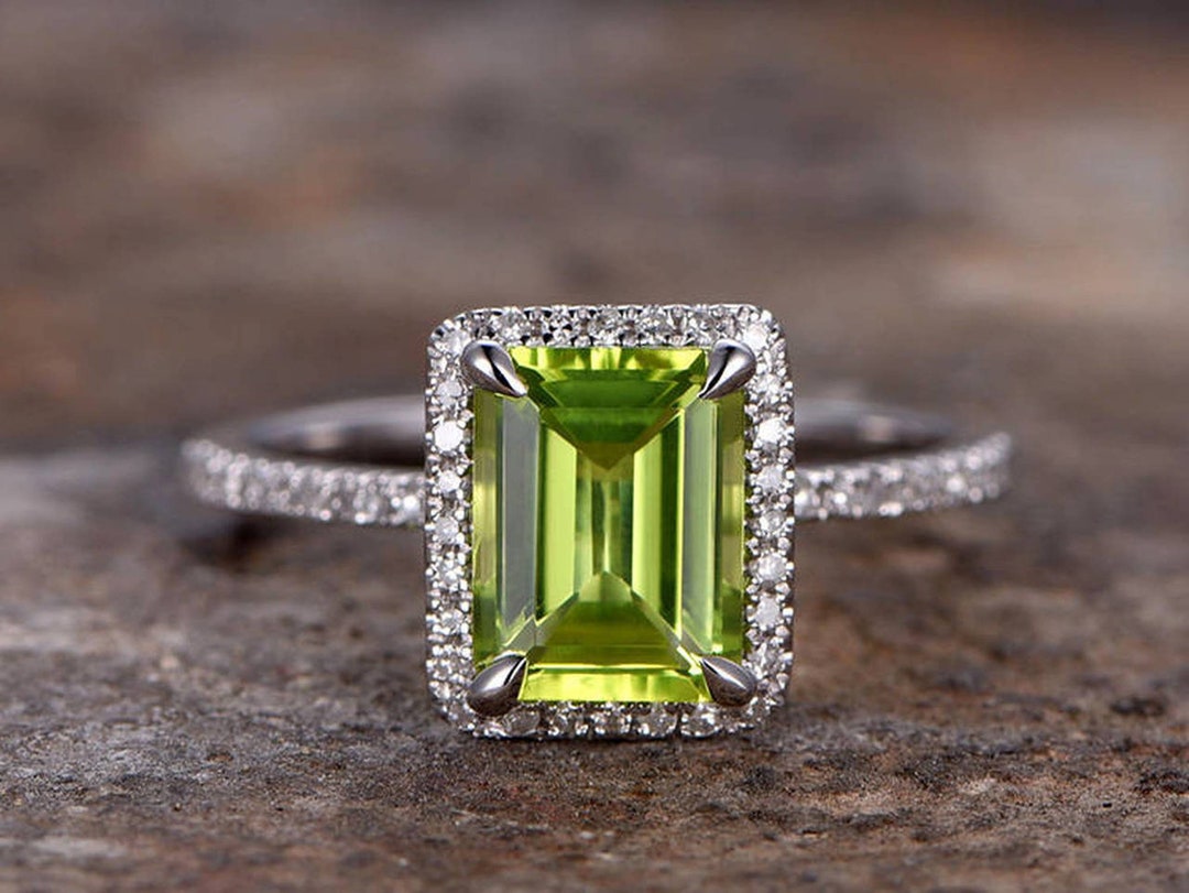 Aaaquality Natural Peridot Ring 6.50 Carat 925 Sterling - Etsy