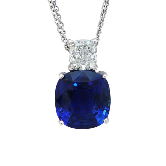 Large Platinum 2.60ct Sapphire & Diamond Pendant & Chain – Paul David  Jewellery Limited