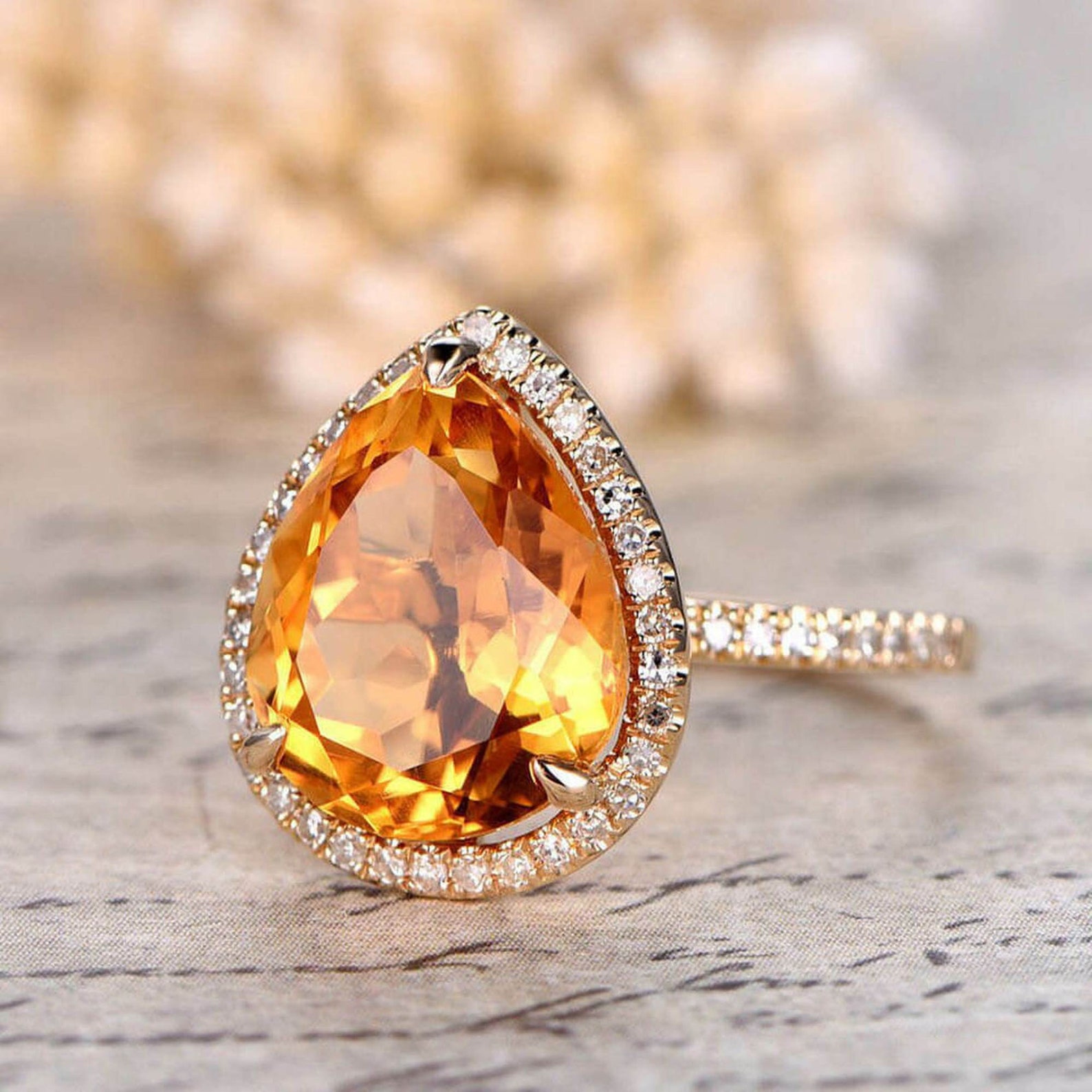 Anillo citrino 5.25 Quilates 925 Plata de Ley Anillo Chapado Etsy