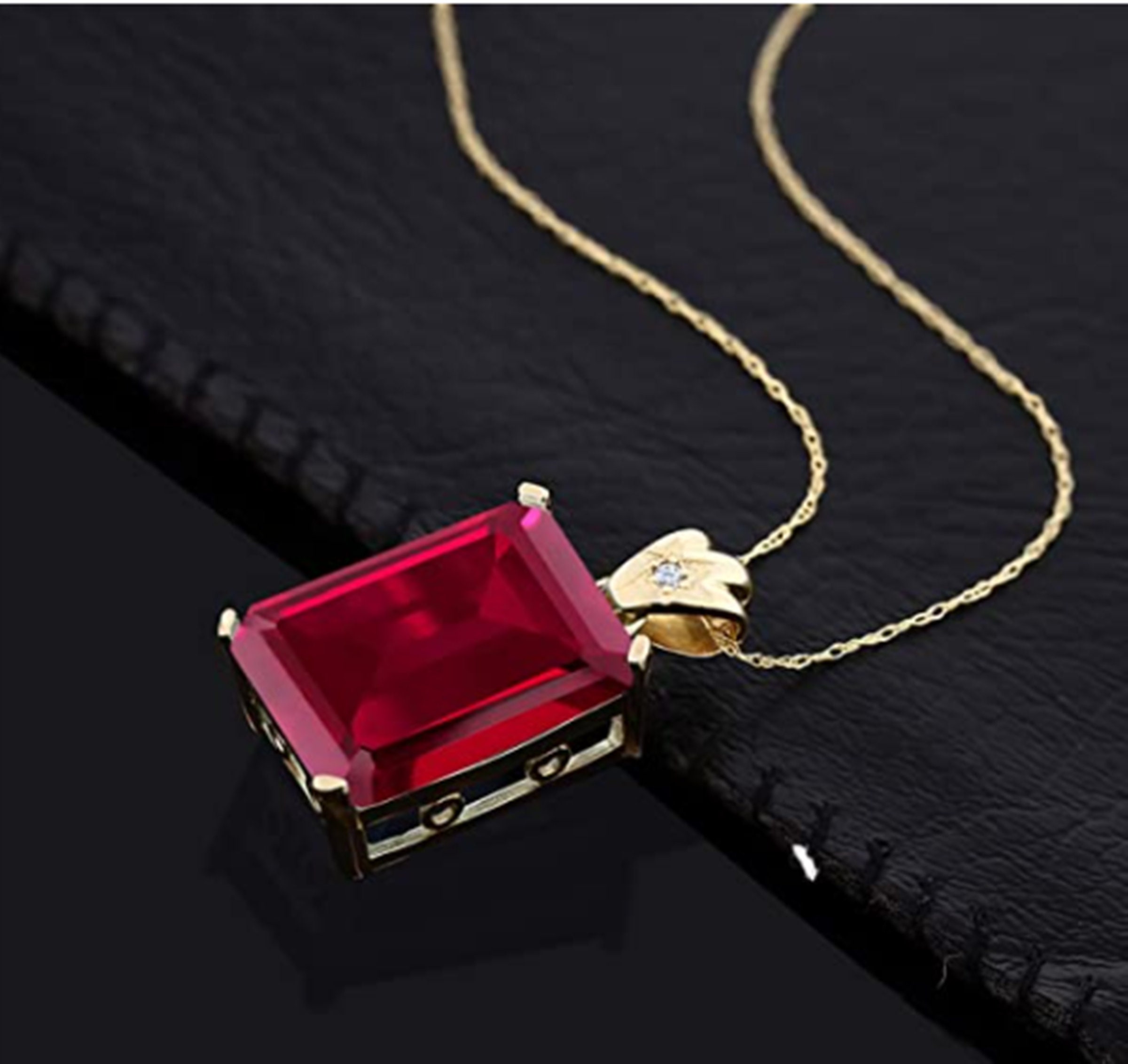 Square Ruby Necklace Silver Lab Grown 6mm Square Ruby 