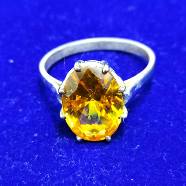 AAA+Quality Natural Citrine Ring 5.50 Carat, 925 Sterling Silver, Handmade Ring For Men And Women