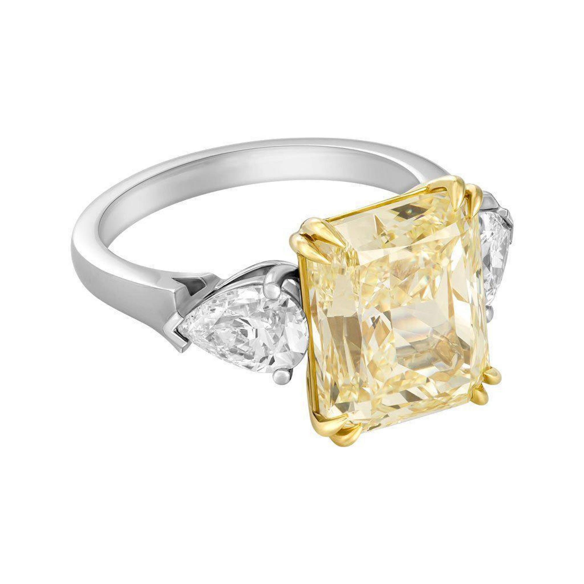 Lab Created Yellow Sapphire Ring 5.25 Carat 925 Sterling Etsy
