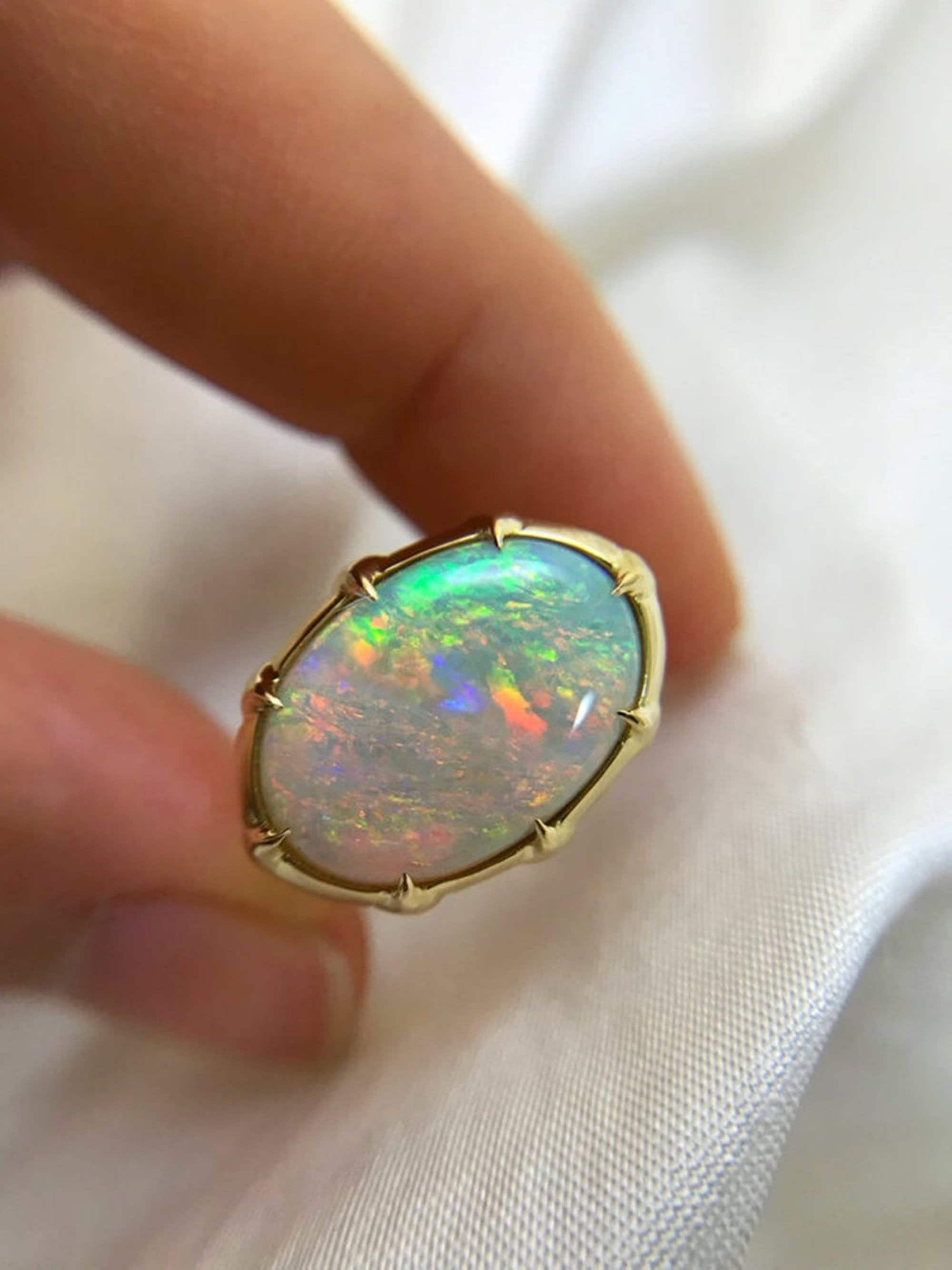 Buy Aaaquality Natural Opal Ring 6.25 Carat, 925 Sterling Silver, Handmade  Gold Plated Ring for Men and Woman Online in India - Etsy