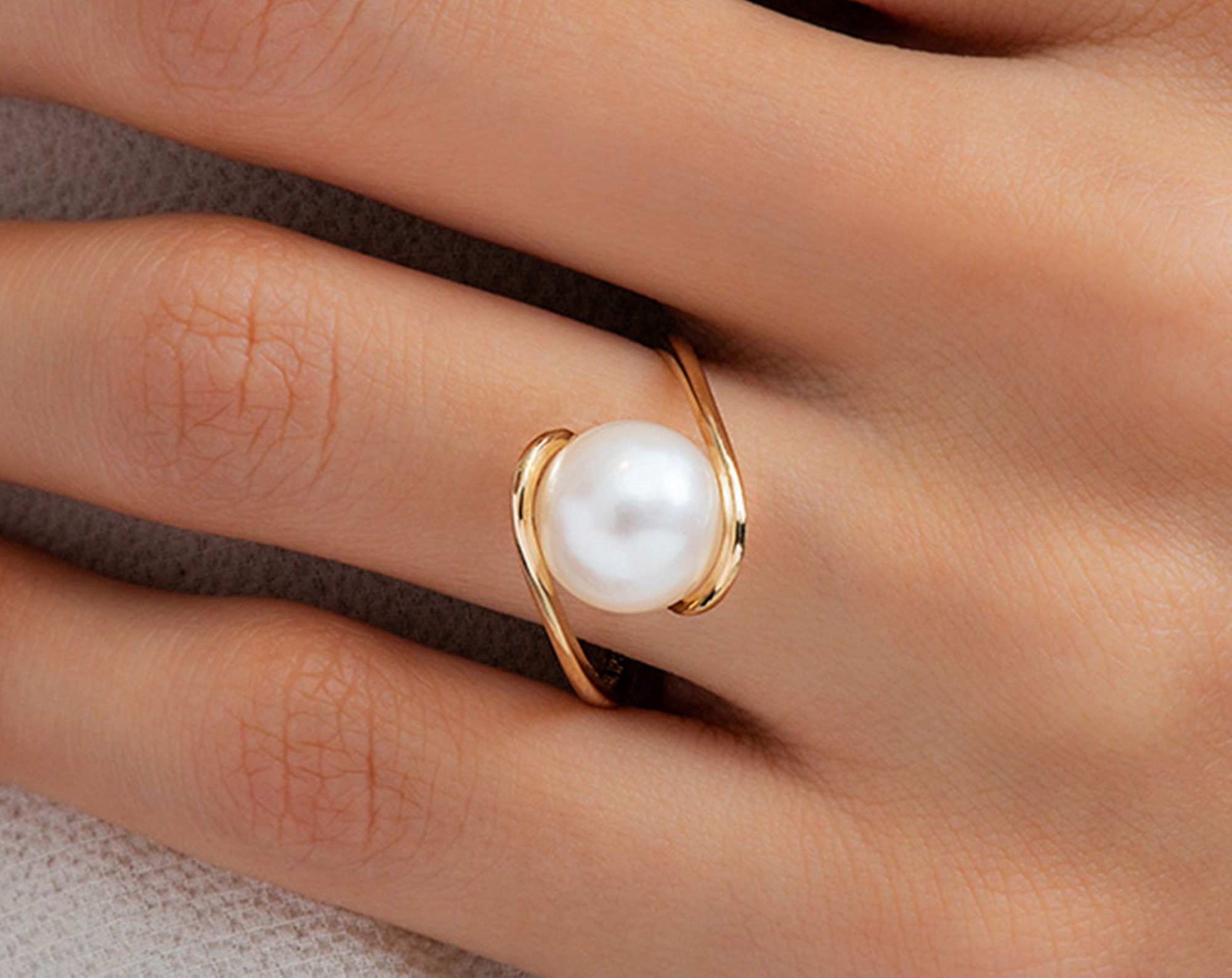 Gold Polish cocktail Pearl ring with CZ American Diamonds, RubyEmerald –  Indian Designs
