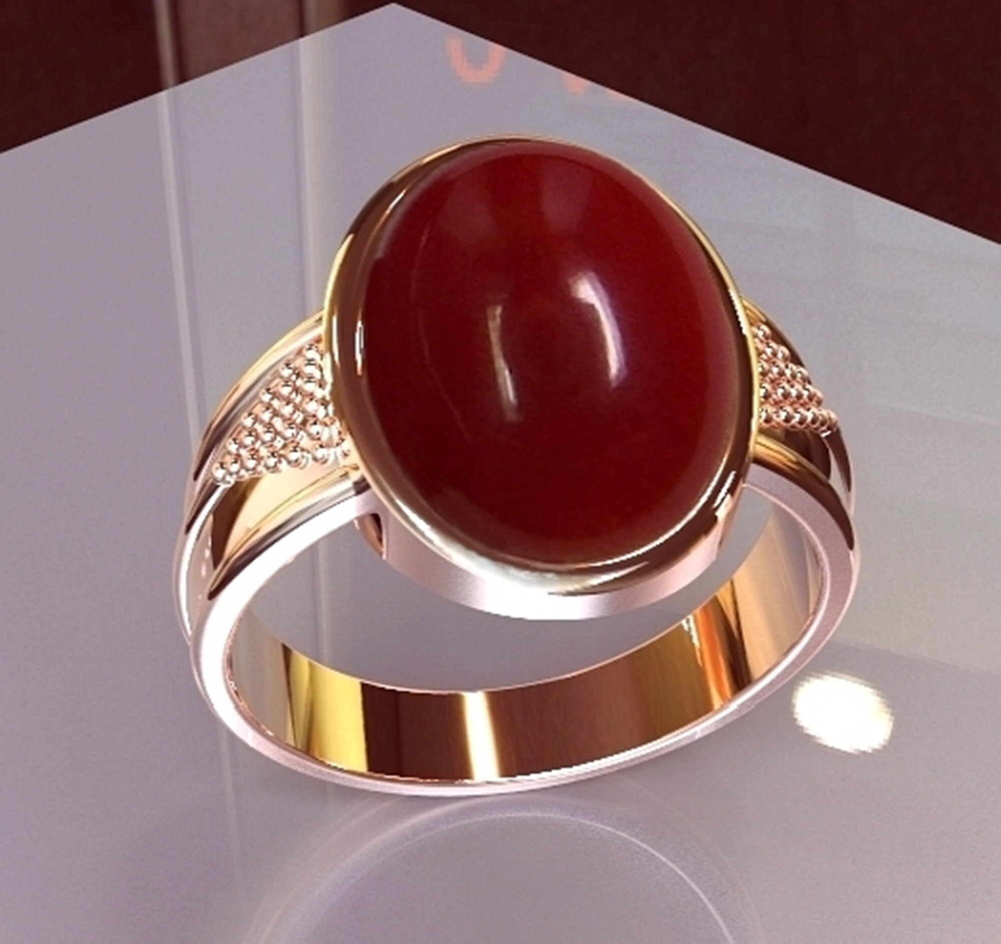 Original Impon Finger Ring With Red Coral Stone Buy Online Store FR1279