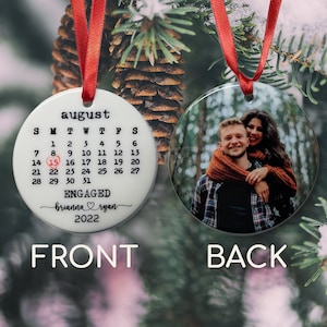 Engagement Ornament Christmas Gift, Engagement Map Ornament, Calendar Engagement Ornament, Calendar, Two Sided Calendar Ornament Engagement