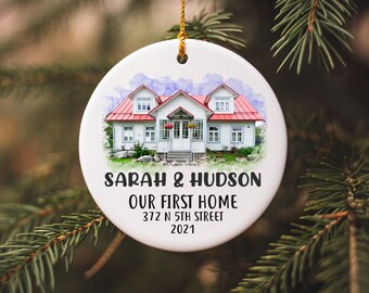 Gepersonaliseerde First Home-ornament, fotohuisornament