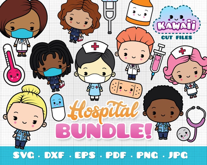 Kawaii Hospital SVG Cut Files, Cute Kawaii Medical Accessories Cutting ...