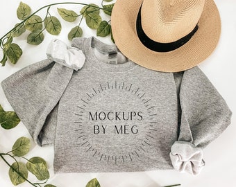Gildan Sports Gray 1800 Crewneck Mockup | Minimalist Mockup | Simple Clean Crewneck Mockup | Gildan Mockup | Model Mockup | Grey Mockup