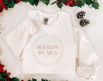 Gildan White 1800 Crewneck Mockup | Minimalist Mockup | Christmas Crewneck Mockup | Gildan Mockup | Model Mockup | Hoodie Mockup