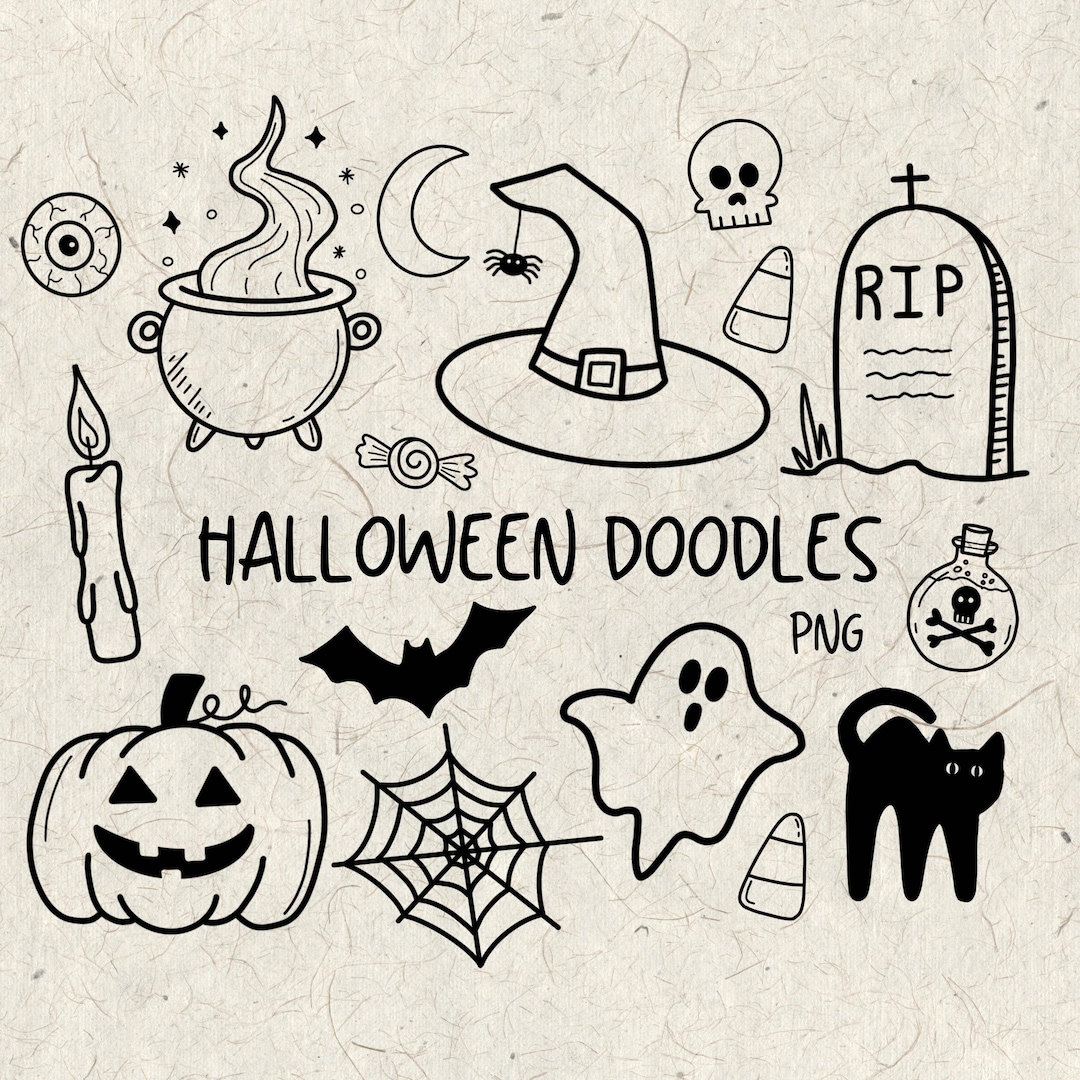 Halloween Doodles Hand Drawn Halloween Doodles PNG Digital