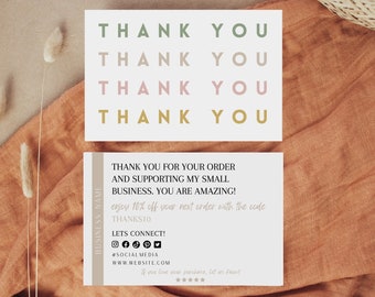 Thank You Card Template for Small Business Owners | Card Template | Multi Color Thank You Template | Boho