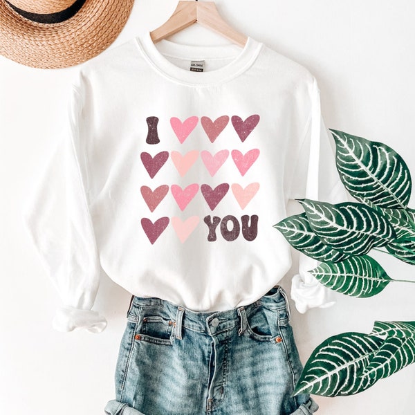 I Love You Screen Print Transfer | Valentines Screen Print | Distressed Heart Transfer | Valentines Day | Heart Screen Print | Full Color