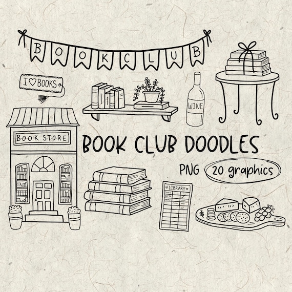 Book Club Doodles PNG | Bookish Doodles | Reading PNG Bundle | Book Lover Clipart | Library PNG | Reader Aesthetic | Sticker & Shirt Design