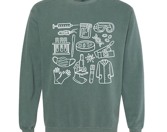 Lab Doodles Crewneck | Lab Technician | Medical Lab Crewneck | Medical Lab Tech | Healthcare | Lab Crewneck | Laboratory Worker
