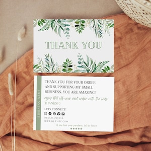 Modèle de carte de remerciement Plant pour les propriétaires de petites entreprises | Modèle de carte | Modèle de remerciement | Bohème | Dame des plantes