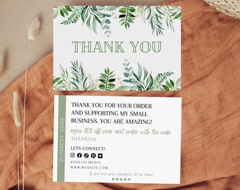Plant Thank You Card Template for Small Business Owners | Card Template | Thank You Template | Boho | Plant Lady