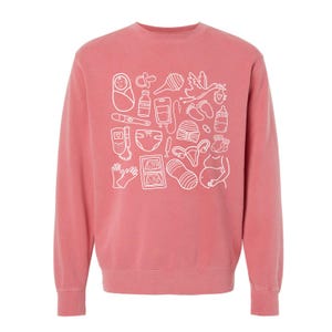 Labor Delivery Doodles Crewneck | L&D Crewneck Sweatshirt image 1
