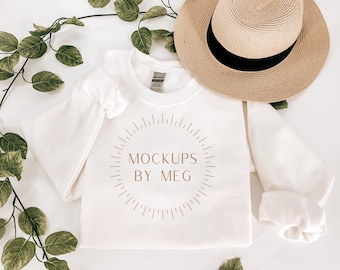 Gildan White 1800 Crewneck Mockup | Minimalist Mockup | Simple Clean Crewneck Mockup | Gildan Mockup | Model Mockup | Hoodie Mockup