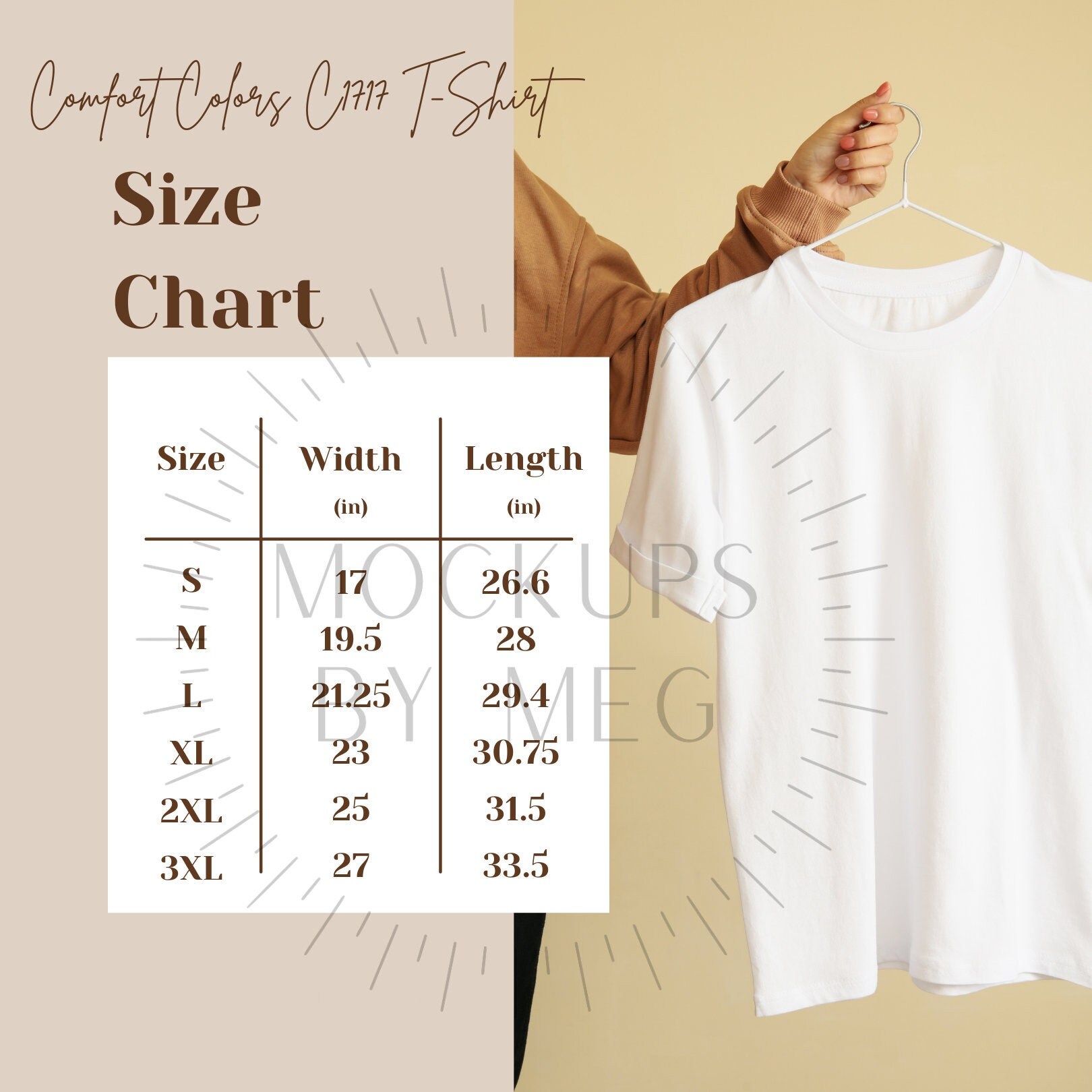 Comfort Color T-Shirt Size Chart | C1717 Size Chart | T-Shirt Size Chart Comfort Color
