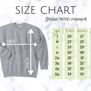 gildan 1800 size chart