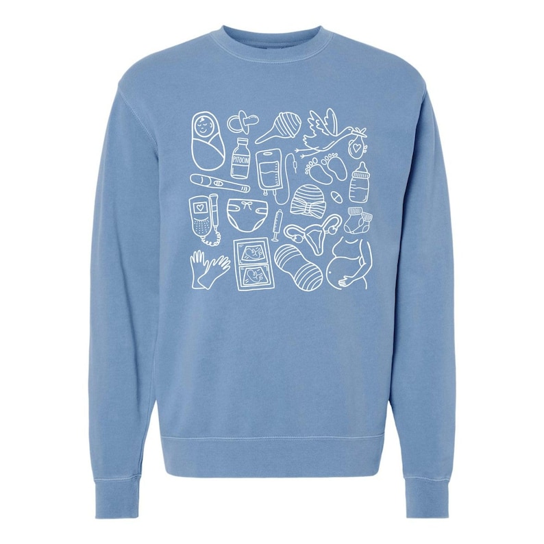 Labor Delivery Doodles Crewneck | L&D Crewneck Sweatshirt image 2