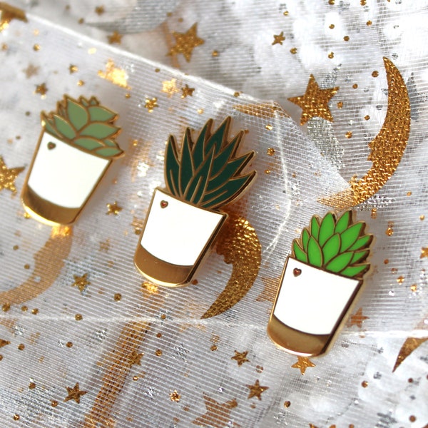 Ensemble de mini épingles succulentes, épingles en émail, épingles de revers, plaqué or, ensemble, cadeau, couple, amitié