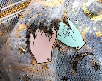 B Grade/C Grade Pinky Promise Pins, Enamel Pin, Lapel Pin, Set, Gold Plated, Gift, Handmade, Couple, Friendship